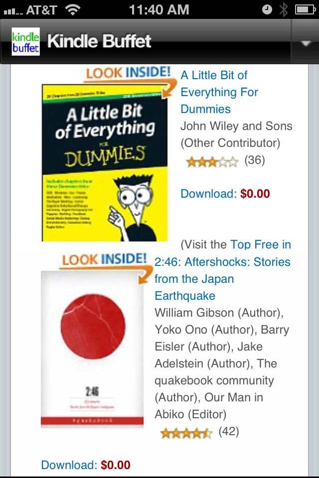 eBook Buffet -- Daily menu of free Kindle books iPhone